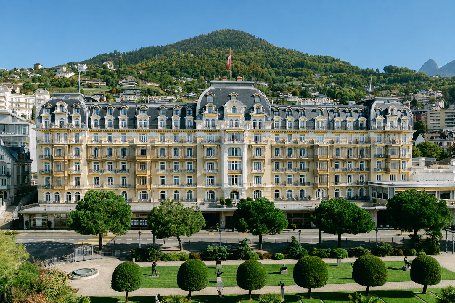 The Belle Epoque facade of the Fairmont Le Montreux Palace